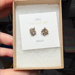 Gold Druzy Star Earrings